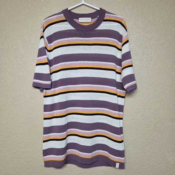 Scotch and Soda Men's Linen Blend Striped Knit Top Sz M - Picture 1 of 12